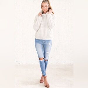 Lukka Lux Fuzzy Faux Fur Hoodie Sweatshirt M